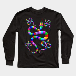 Snake Psychedelic Rainbow Colors Long Sleeve T-Shirt